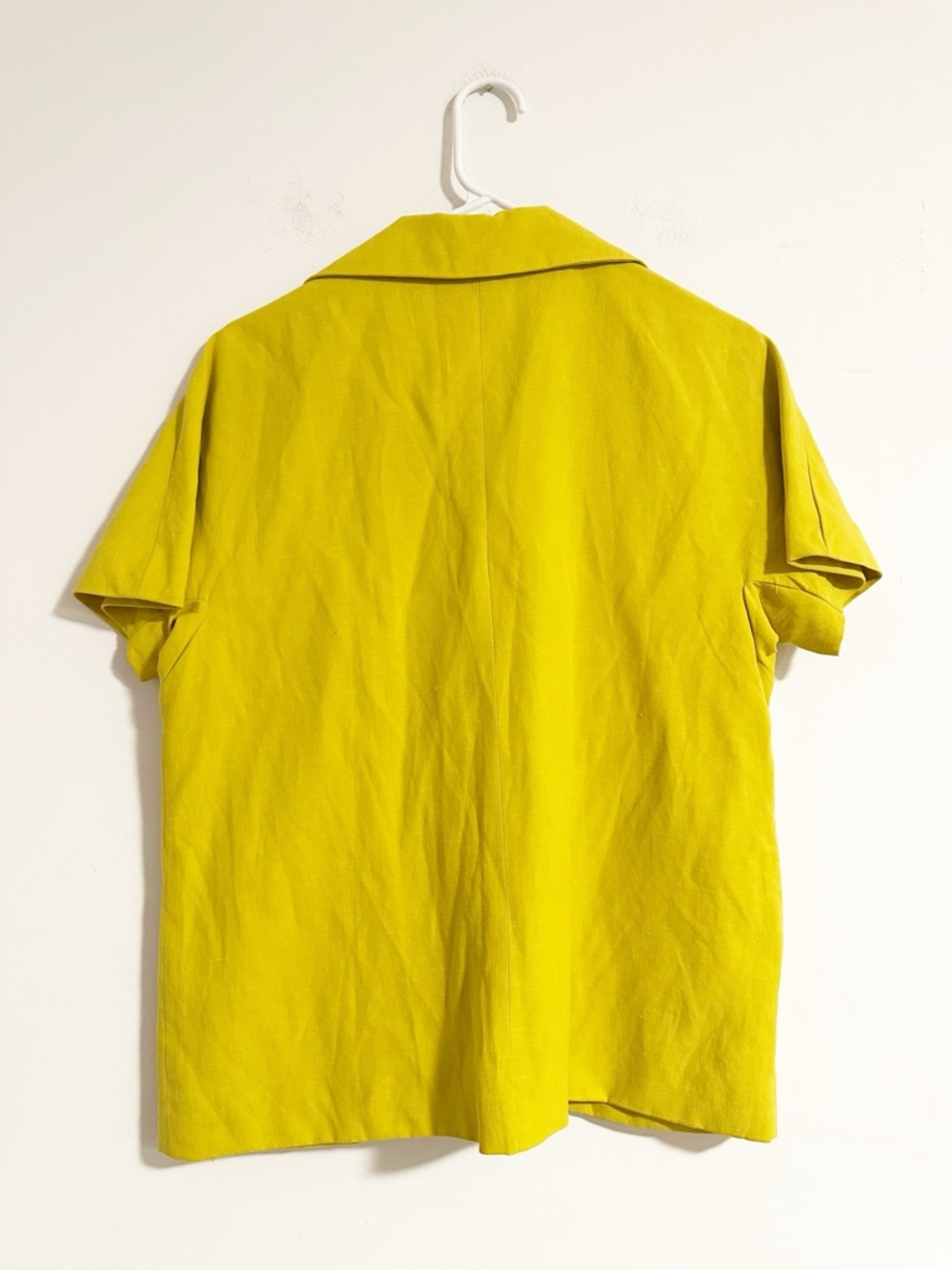 Coldwater Creek Chartreuse Yellow Silk Blend Short Sleeve Blazer Jacket Size 8 - Picture 6 of 6
